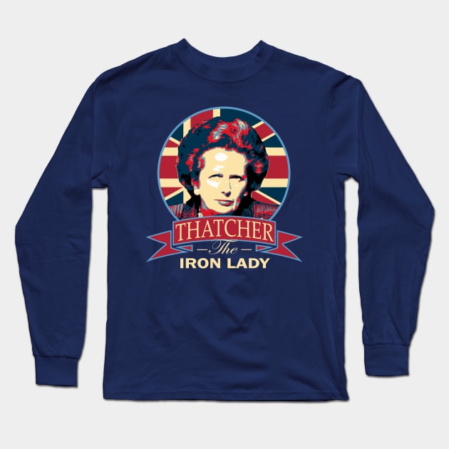 Margaret Thatcher The Iron Lady Long Sleeve T-Shirt by Nerd_art
